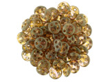 CzechMates Glass, 4-Hole QuadraLentil Beads 6mm, Rose / Gold Topaz Luster