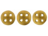 CzechMates Glass, 4-Hole QuadraLentil Beads 6mm, Matte Metallic Antiqued Gold