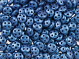 CzechMates Glass 6mm Four-Hole Blue Metallic Suede QuadraLentil Bead 2.5-Inch Tube