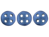 CzechMates Glass 6mm Four-Hole Blue Metallic Suede QuadraLentil Bead 2.5-Inch Tube