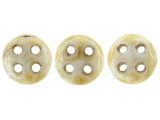 CzechMates Glass, 4-Hole QuadraLentil Beads 6mm, Opaque Picasso Luster