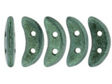 CzechMates Glass, 2-Hole Crescent Beads 10x4.5mm, Metallic Light Green Suede