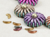 CzechMates Glass 4 x 10mm 2-Hole ColorTrends Saturated Metallic Blooming Dahlia Crescent Bead 2.5-Inch Tube