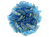 CzechMates Glass 4x10mm Capri Blue Iris Luster 2-Hole Crescent Bead 2.5-Inch Tube