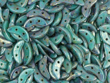 CzechMates Glass 4x10mm 2-Hole Turquoise with Bronze Picasso Crescent Bead, 2.5-Inch Tube