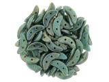 CzechMates Glass 4x10mm 2-Hole Turquoise with Bronze Picasso Crescent Bead, 2.5-Inch Tube