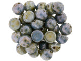 Beautiful colors fill these CzechMates cabochon beads. They feature sage green, soothing blue, and mottled brown, all with a lustrous shine. These beads feature a round domed shape with a flat back, much like that of a cabochon. Two stringing holes run close to the flat bottom of the dome, so these beads will stand out in your jewelry-making designs. Use them in multi-strand projects or add them to your bead weaving for eye-catching dimensional effects. They'll work nicely with other CzechMates beads. 