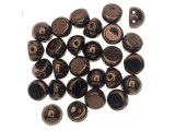 Rich style can be yours with these CzechMates cabochon beads. These beads feature a round domed shape with a flat back, much like that of a cabochon. Two stringing holes run close to the flat bottom of the dome, so these beads will stand out in your jewelry-making designs. Use them in multi-strand projects or add them to your bead weaving for eye-catching dimensional effects. They'll work nicely with other CzechMates beads. They feature warm brown color with a metallic gleam. 