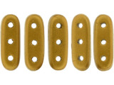 CzechMates Glass, 3-Hole Beam Beads 10x3.5mm, Matte Metallic Goldenrod