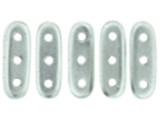 CzechMates Glass, 3-Hole Beam Beads 10x3.5mm, Matte Metallic Silver