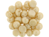 Sophisticated style starts with these CzechMates cabochon beads. These beads feature a round domed shape with a flat back, much like that of a cabochon. Two stringing holes run close to the flat bottom of the dome, so these beads will stand out in your jewelry-making designs. Use them in multi-strand projects or add them to your bead weaving for eye-catching dimensional effects. They'll work nicely with other CzechMates beads. They feature pale champagne gold color with a lustrous shine. 