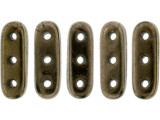 CzechMates Glass, 3-Hole Beam Beads 10x3.5mm, Dark Bronze