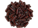 You can create unique style with these CzechMates beam beads. These beads feature an elongated oval beam shape with three stringing holes drilled through the flat surface. You can use them as spacer bars in multi-strand projects or try incorporating them into your bead weaving designs. They will add beautiful accents of color and unforgettable dimension however you decide to use them. They'll work nicely with other CzechMates beads. They feature deep red color with a mottled stony gray-blue finish. 