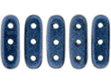 CzechMates Glass, 3-Hole Beam Beads 10x3.5mm, Metallic Blue Suede