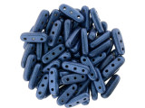 CzechMates Glass, 3-Hole Beam Beads 10x3.5mm, Metallic Blue Suede