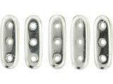 CzechMates Glass, 3-Hole Beam Beads 10x3.5mm, Silver
