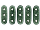 CzechMates Glass, 3-Hole Beam Beads 10x3.5mm, Metallic Light Green Suede