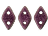 CzechMates Glass, 2-Hole Diamond Beads 4x6mm, 8 Grams, Metallic Suede Pink