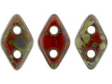 Earthy beauty fills these CzechMates Diamond Beads. These pressed glass beads are similar to the CzechMates Triangle bead, with two holes on the flat side. Like other CzechMates shapes, these Diamond Beads share the same hole spacing and are perfect for using with other CzechMates beads. The Diamond Bead works well for dimensional projects and also as an angled spacer. Use them in your bead weaving and stringing projects for unforgettable style. They feature rich red color with a mottled brown finish for a stony look. 