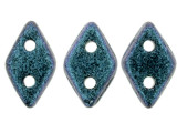 Stunning style fills these CzechMates Diamond Beads. These pressed glass beads are similar to the CzechMates Triangle bead, with two holes on the flat side. Like other CzechMates shapes, these Diamond Beads share the same hole spacing and are perfect for using with other CzechMates beads. The Diamond Bead works well for dimensional projects and also as an angled spacer. Use them in your bead weaving and stringing projects for unforgettable style. They feature teal blue color tinged with a purple sheen. 