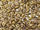 Matubo SuperDuo 2x5mm 2-Hole Opaque Yellow with Copper Picasso Seed Bead 2.5-Inch Tube