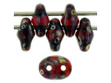 Dark red color combines with a subtle mottled Picasso finish in these Matubo SuperDuo beads. Create intricate jewelry designs with Czech glass seed beads! Featuring a unique shape and two stringing holes, these seed beads add a special touch of creativity to your designs. They have tapered edges and nest up nicely when strung, making them ideal for floral and woven designs. Add a special touch to your jewelry with Czech glass seed beads!  