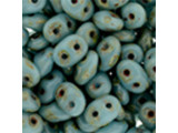 Matubo SuperDuo 2 x 5mm Opaque Lt Blue - Picasso 2-Hole Seed Bead 2.5-Inch Tube