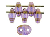 Matubo SuperDuo 2 x 5mm Transparent Gold/Amethyst Luster 2-Hole Seed Bead 2.5-Inch Tube