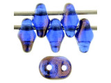 Matubo SuperDuo 2 x 5mm Sapphire Half Bronze Luster 2-Hole Seed Bead 2.5-Inch Tube