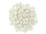 Snow white color with a pearlescent sheen fills these Matubo SuperDuo beads. Create intricate jewelry designs with Czech glass seed beads! Featuring a unique shape and two stringing holes, these seed beads add a special touch of creativity to your designs. They have tapered edges and nest up nicely when strung, making them ideal for floral and woven designs. Add a special touch to your jewelry with Czech glass seed beads!  