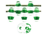 Green-lined stringing holes shine through the clear color of these Matubo SuperDuo beads. Create intricate jewelry designs with Czech glass seed beads! Featuring a unique shape and two stringing holes, these seed beads add a special touch of creativity to your designs. They have tapered edges and nest up nicely when strung, making them ideal for floral and woven designs. Add a special touch to your jewelry with Czech glass seed beads!  