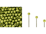 Looking for a playful pop of color in your DIY jewelry designs? Look no further than these Czech glass Starman Finial Half-Drilled Round Beads. These small round beads feature a unique half-drilled center, perfect for wire ends, cord, or memory wire. Use them to create custom head pins or to decorate wire-work ends. The stunning Saturated Metallic Lime Punch color adds a vividly vivacious touch to any project. Get creative and pair them with Teacup beads or other components for a truly unique look. Each tube contains approximately 400 beads, so you'll have plenty to fuel your imagination.