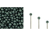 Add a touch of earthy magic to your DIY jewelry with these Starman Finial Half-Drilled Round Beads in Metallic Suede - Light Green. These small, round beads have a stringing hole that extends only halfway through the center, making them perfect for wire ends, cords, fibers, and more. Use them to make custom head pins or decorate wire-work and kumihimo ends. You can even use them at the ends of memory wire. The rich green color with a subtle metallic shimmer adds a beautiful touch to any jewelry project. Each tube contains approximately 400 beads. Make your jewelry-making project truly unique with these Czech glass half-drilled Finial beads.