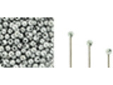 Elevate your jewelry-making game with the Starman Finial Half-Drilled Round Bead. These dazzling 2mm glass beads boast a metallic silver finish that is sure to add a touch of shine to any project. Perfect for wire ends, cords, fibers, and more, use these beads to create custom head pins or for decorating wire-work and kumihimo ends. These Finial beads can even be used to secure the ends of memory wire with glue. Make your designs shine with the brilliant luster of these Czech glass beads.