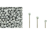 Elevate your jewelry-making game with the Starman Finial Half-Drilled Round Bead. These dazzling 2mm glass beads boast a metallic silver finish that is sure to add a touch of shine to any project. Perfect for wire ends, cords, fibers, and more, use these beads to create custom head pins or for decorating wire-work and kumihimo ends. These Finial beads can even be used to secure the ends of memory wire with glue. Make your designs shine with the brilliant luster of these Czech glass beads.