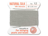 Griffin Bead Cord 100% Silk - Size 12 (0.98mm) Grey