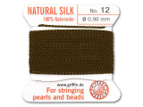 Create beautiful knotted designs with this brown Griffin bead cord Size 12, which is made from 100% silk for an incredibly soft feel. Also known as naturseide, silk cord is a desirable stringing material due to the fact that it can be easily knotted. This silk cord comes with an attached stainless steel needle at the end to save you threading time. Griffin bead cord comes in a wide variety of colors; add interest to your jewelry designs by choosing a threading material of a contrasting color to the beading components.
