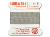 Griffin Bead Cord 100% Silk - Size 8 (0.80mm) Grey