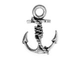 Put a symbol of stability and security into your designs with the Nunn Design silver-plated pewter anchor charm. This charm is shaped like an anchor with a rope twisting around it. The design is featured on both sides of the charm. An open ring at the top of the charm makes it easy to add to designs. Use it in bracelets, earrings or necklaces. It's perfect for nautical themes. This charm features a soft silver shine that will work with any color palette. Hole Size 2mm/12 gauge, Length 18mm, Width 13mm