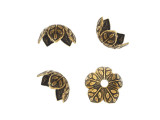 Nunn Design Antique Gold-Plated Pewter Etched Daisy Bead Cap (4 Pieces)