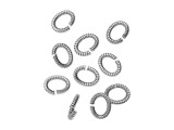 Nunn Design Antique Silver-Plated 6mm Textured Oval Jump Ring (10 Pieces)