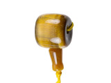 Bring meaning to your style with the Dakota Stones tiger eye 12mm guru bead. This rounded bead features a unique design with three stringing holes. Bring each end of your stringing material through the holes on the sides of the bead and then bring both ends down through the stringing hole at the bottom of the bead. The smaller tower bead holds both ends together once they are strung through. This bead is added to designs after the rest of your beads are strung, so you don't have to worry about adding a clasp. Guru beads are traditionally used in mala jewelry. Malas are used with a prayer, or mantra, to meditate. Almost all malas feature a guru bead at the center of the design. It signifies the end of one round in the prayer circle. On a full-sized mala with 108 beads, the guru bead is the 109th bead. This gemstone guru bead features a golden brown color that reflects brighter bands of light. Metaphysical Properties: Tiger eye can be used to balance pessimistic behavior and it dissolves negative energy and thought patterns. This "all-seeing stone" allows perspective on any situation and it can help gently attune the Third Eye. It is said to enhance psychic abilities, such as clairvoyance. It has also been used to enhance wealth and vitality.Because gemstones are natural materials, appearances may vary from bead to bead.Length 11mm, Width 20mm