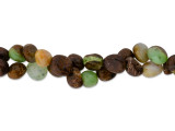 Bring earthy style to your designs with this Dakota Stones Australian chrysoprase 10 x 9mm tumble nugget bead strand. These beads feature a nugget shape that makes each bead look like a pebble. These beads feature a mix of green, brown and yellow colors. Chrysoprase is a gemstone variety of chalcedony and contains small quantities of nickel. These beads feature varying shades of green, from mint to moss, along with hints of brown and gray. Metaphysical Properties: Chrysoprase is said to be a stone that encourages hope and joy. Because gemstones are natural materials, appearances may vary from piece to piece. Size: About 10 x 9mm, Hole Size: 0.8mm