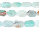 Decorate your jewelry designs with the gemstone style of these Dakota Stones beads. Black Gold Amazonite is a member of the Feldspar family and varies in hue from robin's egg blue to blue-green to black, occasionally mingled with rust-brown. This variety of Amazonite is actually a combination of Amazonite, Tourmaline and Pyrite. Amazonite is named for the Amazon River in Brazil, where the stones are thought to have been originally found, however they are not currently sourced from this region. The beads on this strand can range in size from about 20 x 30mm to 30 x 40mm. Because gemstones are natural materials, appearances may vary from bead to bead.