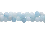 Dakota Stones Aquamarine 8mm Round Faceted A Grade 16-Inch Bead Strand