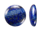 Stand out in your designs with the Dakota Stones 25.5mm lapis lazuli coin cabochon. This circular cabochon features a domed front that will stand out nicely in designs. The back is flat, so you can easily add it to projects. It is large in size, so you can create a pendant by adding bead embroidery around it or use it in a bezel setting. Lapis lazuli is a semi-precious stone that contains primarily lazurite, calcite and pyrite. It was among the first gemstones to be worn as jewelry and worked on. It features a deep blue color with shimmering flecks of gold. Metaphysical Properties: Lapis lazuli is said to enhance insight, intellect and awareness.Because gemstones are natural materials, appearances may vary from piece to piece.Diameter 25.5mm