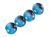Add the beauty of the night to designs with these Grace Lampwork beads. These beads feature a round coin shape with a puffed dimension, so they will stand out in your jewelry designs. Both sides of each bead are decorated with a scene of tall trees and a full moon on a swirling blue background. Silver glitter adds to the magic. Showcase these beads in necklaces, bracelets, or even earrings. You'll love using them in your designs. This item is handmade, so appearances may vary.