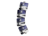 Bring the beauty of a snow-covered winter night to your designs with these Grace Lampwork beads. These beads feature a square pillow shape with a puffed dimension, so they will stand out in your jewelry designs. Both sides of each bead are decorated with a scene of a winter tree against a blue night sky with white snow on the ground and fluttering in the air. Showcase these beads in necklaces, bracelets, or even earrings. You'll love using them in your designs. This item is handmade, so appearances may vary. Dimensions: 15 x 8mm, Hole Size: 2.3mm