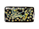 The intense detail and craftsmanship of this artisan lampwork bead makes it a perfect focal piece for your jewelry designs. Each bead is handcrafted in the USA using Murano and German glass. This rectangular bead features swirling patterns on a black background, perfect for creating striking style. String it onto a head pin to create a wonderful pendant for your necklace designs.This item is handmade, so appearances may vary. Length 38.5mm, Width 20mm