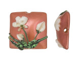 Ivory Mist Flower on Coral Pillow Focal Bead